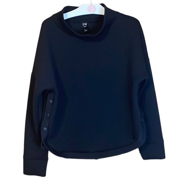 •GAP•ATHLETIC BLACK RIBBED MOCK NECK SWEATER SIZE MEDIUM - Picture 1 of 7